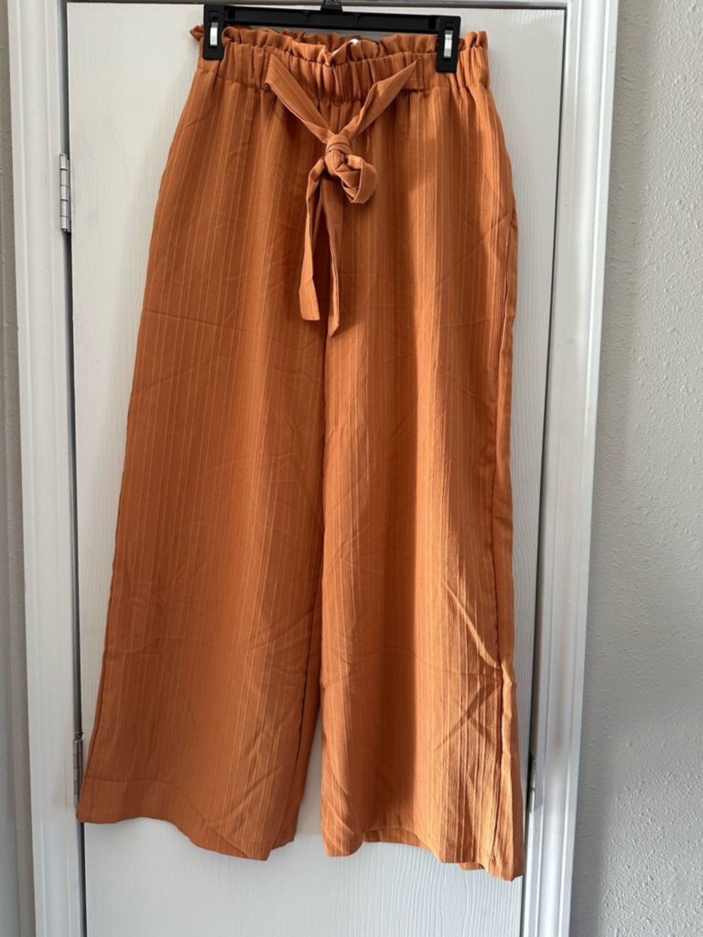 Wide Leg Tie-Waist Pants in Rust